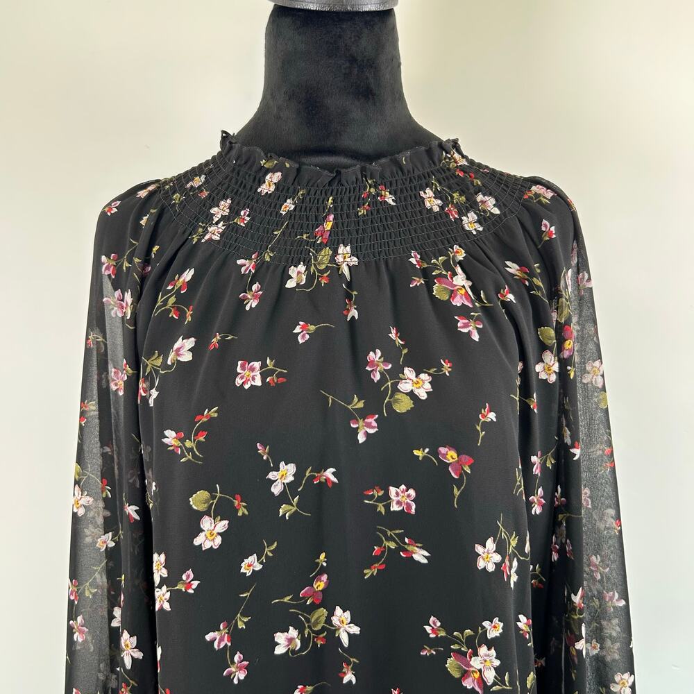 Madewell smocked Mockneck Top in Backyard Blooms, Sz M